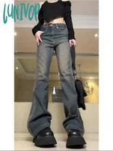 Lunivop Women Korean Fashion High Street Y2K Streetwear Slim Low Rise Flare Denim Pants Striped